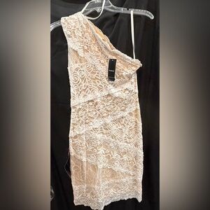 Bebe Cream and White Lace Dress M